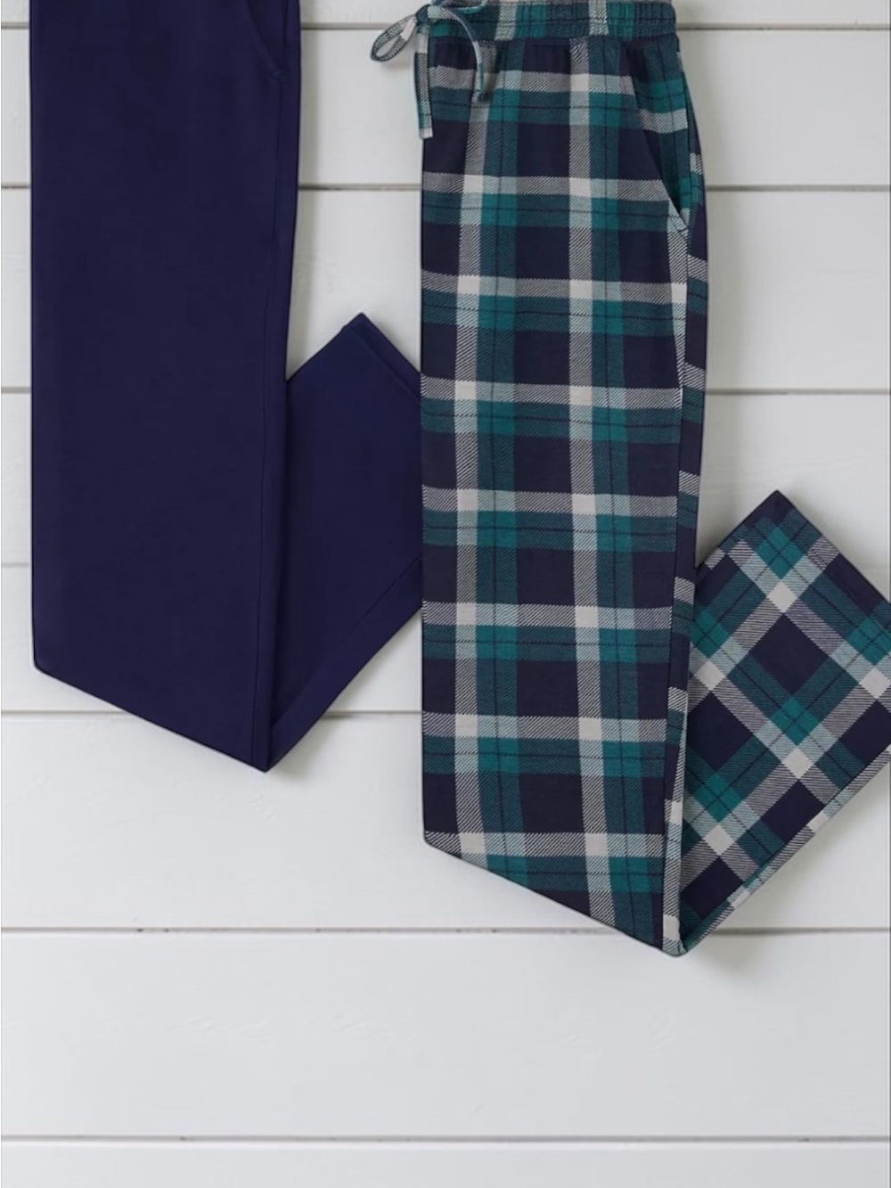 NWT Kohl's Mens Pajama Pants Set XL 2 Piece Navy Solid Plaid Flannel